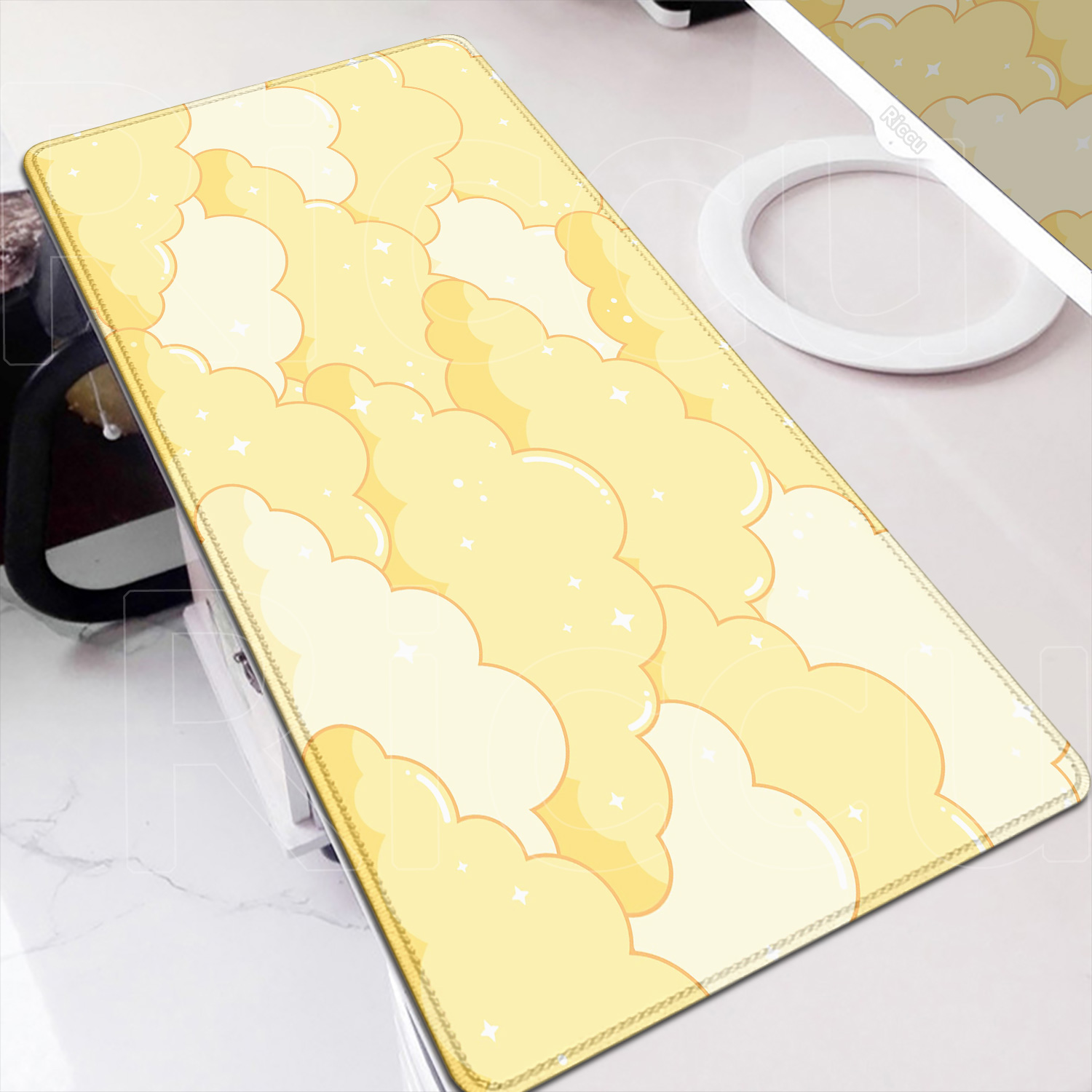 Pc Gaming Yellow - Tapis de souris nuage jaune tapis