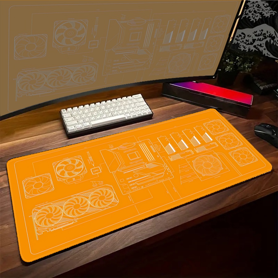 Tapis de bureau XXL noir, bleu - Pc Gaming Yellow avis et prix